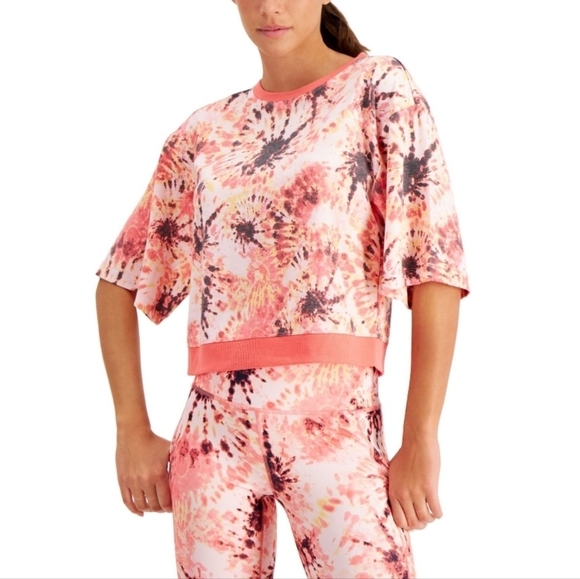 Ideology Tie Dye Elbow Sleeve Crew Neck Top Size XL - Picture 1 of 11